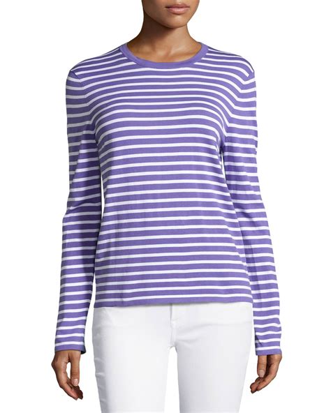 michael kors purple and white striped top